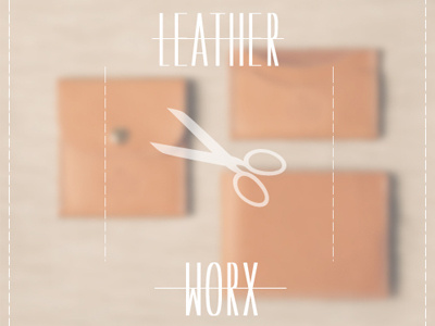 Leather Worx blur branding brown flat leather lettering lines logo scissors stitches type typography