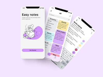 Easy notes appdesign design figma ios mobile notetaking todoapp todolist ui uidesign uxdesign