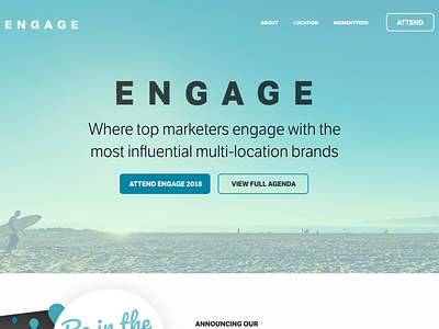 Engage Home Page conference page design event page hero image ui ux web design