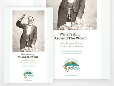 Big River Wine Tasting Flyer / Ad collateral illustration logo marketing promo shapes