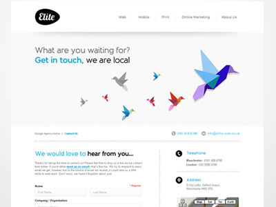 Elite - Contact Us Page contact us landing page web design