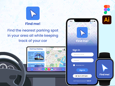 Find me ! - Save your car and find your parking apple apple watch application car carplay find illustration ios iphone maps parking solution ui ux