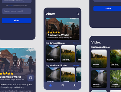 Videx - concept mobile app design. concept figma mobile app movie app ui ux