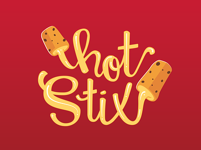 Hot Stix Ultimate Logo cheese food hand lettering hot mozzarella nom script sticks stix type ultimate frisbee