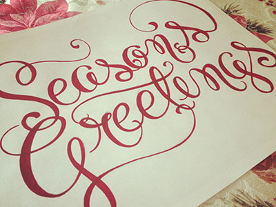 Season's Greetings hand holiday lettering script
