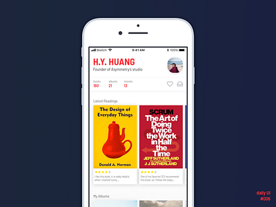 Daily UI #006 book daily ui daily ui 006 profile ui