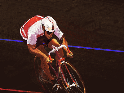 Track racing athlete bicycle bike competition cycling illustration impressionism oil painting professional speed sport texture