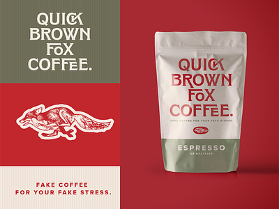 Quick Brown Fox Coffee. Fake Brand. Weekly Warm Up animal branding coffee espresso fox logo logotype package packaging quick brown fox type typogaphy