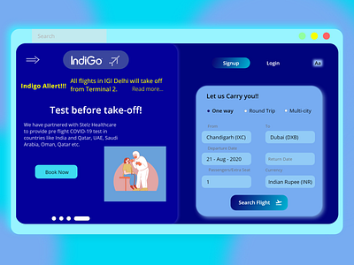 Airlines Website Redesigned. aircraft book branding design flight home illustration indigo indigo airlines logo ticket ui web webdesign