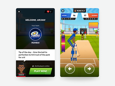 Cricket Battleground - UI Design app cricket design games mobile ui ui design ux