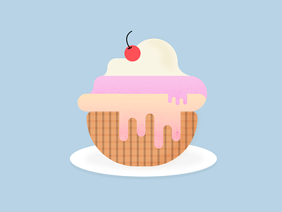 Ice-cream cherry colorful delicious drippy icecream illustration strawerry