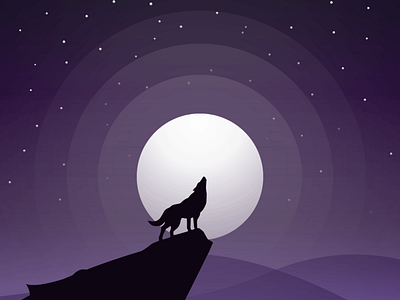 Wolffe 30daychallenge howl illustration landscape moon wolf