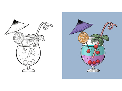 Ink and Colored Summer Drink Illustration by Kritika Goyal design illustration