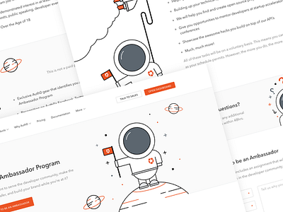 Auth0 Ambassador Program astronaut auth0 developer illustration landing page program security web