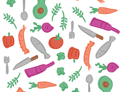 Casa del Sabor - Pattern food green handmade healthy icon illustration knife logo pattern spoon veggies wine