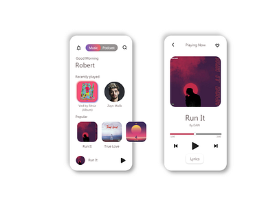 Music app interface