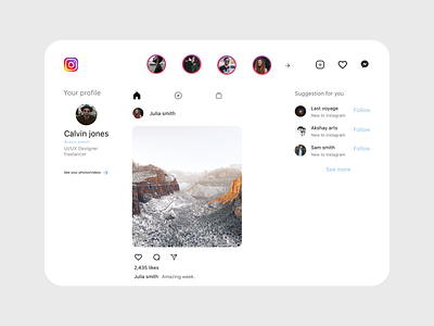 Instagram web redesign app app design design graphic design instagram instagram web page minimialism redesign ui ux