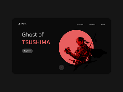 Video game landing page app app design branding design ghost of tsushima graphic design minimialism ui ux video game landing page