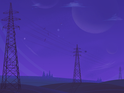 Power lines evening graphic design landscape night power lines