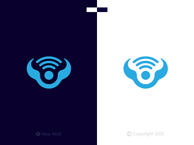 Wifi Bull Logo animal art branding bull business connect design digital flat graphic design icon illustration logo minimal net network tech web wifi wireless