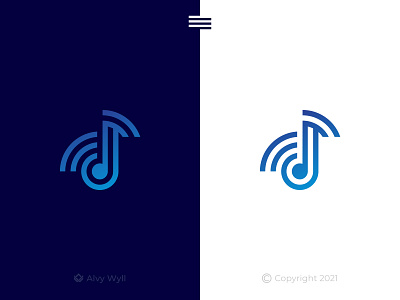 Wifi Music Logo app art branding chip communication connect design digital elegant flat graphic design icon illustration logo minimal mobile music network video wifi