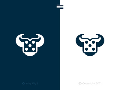 Dice Bull Logo app art branding bull casino chance design dice digital flat fortune game graphic design horn icon illustration logo minimal poker wild