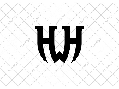 WH Shield Logo For Sale art branding capital design double flat font graphic design hw icon illustration initials letter logo minimal safety shield strong symbol wh