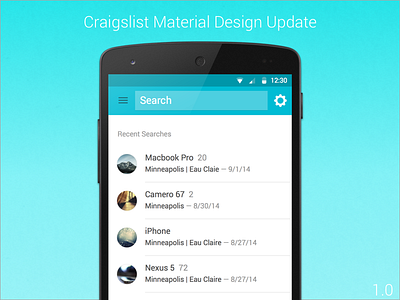 Material Design Update 1.0 android craigslist experience ui user ux