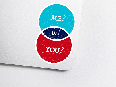 Me? You? Us! caring giving sharing sticker stickermule