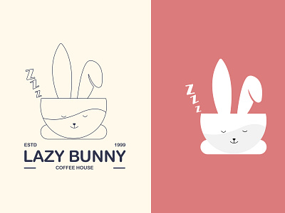lazy bunny coffee house branding graphic design logo