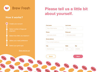 Brew Fresh UI Design: Sign up page 2
