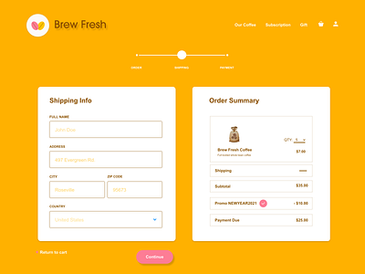 Brew Fresh UI Design: Check Out Page 01