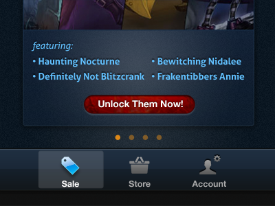 League Of Legends Store App iOS UI