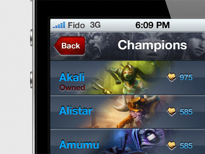 League of Legends Online Store App iOS (UI) (Champion Landing)