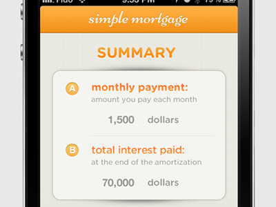 Simple Mortgage app bank design events interface iphone loan money mortgage ui user