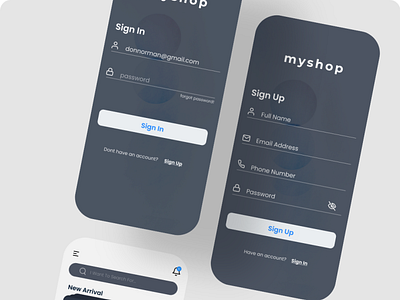 E-commerce store app design logo typography ui