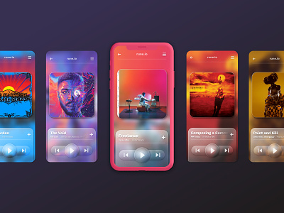 Daily UI #009 - rune.io for iPhone buttons colorful components daily ui daily ui 009 glass effect iphone mobile music music player neumorphism player ui ui design user interface ux