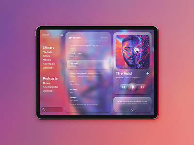 Daily UI #009 - rune.io for iPad buttons components daily ui daily ui 009 glass ipad mobile music music player neumorphism play player ui ui design uiux user interface ux