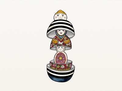 Some Hip Nesting Dolls art cartoon art cute digital digital art digital artist drawing folk folk art hip painted photoshop photoshop art wacom watercolor