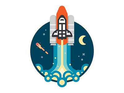 Launch Icon icon illustration launch moon rocket shuttle space