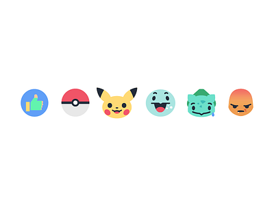 Poké Reactions facebook reaction like button pikachu pokeball pokemon go ui ux