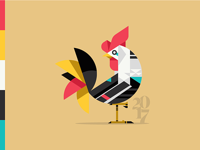 Year Of The Rooster 2017 chinese new year illustration minimal rooster shapes