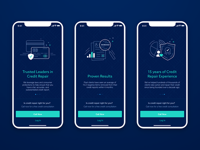 Onboarding app credit credit repair illustration mobile ui ux