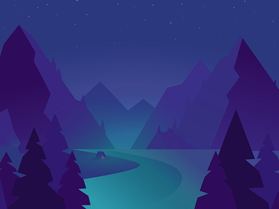 Nighttime design illustration landscape mountain night nighttime vector