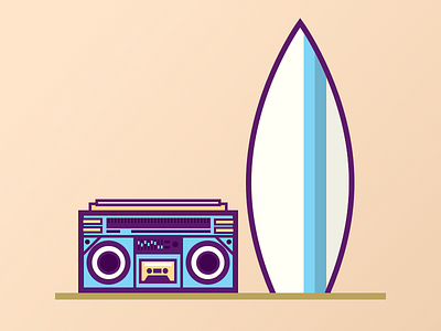 Travel Gadget boombox illustrator music surf surfboard vector