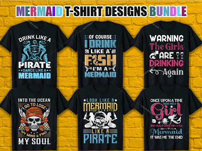 MERMAID T SHIRT DESIGN BUNDLE mermaid day t shitr