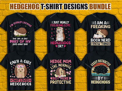 Hedgehog T Shirt Design Bundle