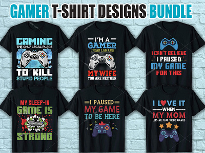 Gamer T Shirt Design Bundle game lovers t shitr graphic design logo