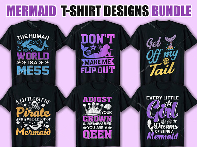 Mermaid T Shirt Design Bundle