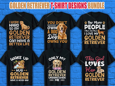 Golden Retriever T Shirt Design Bundle